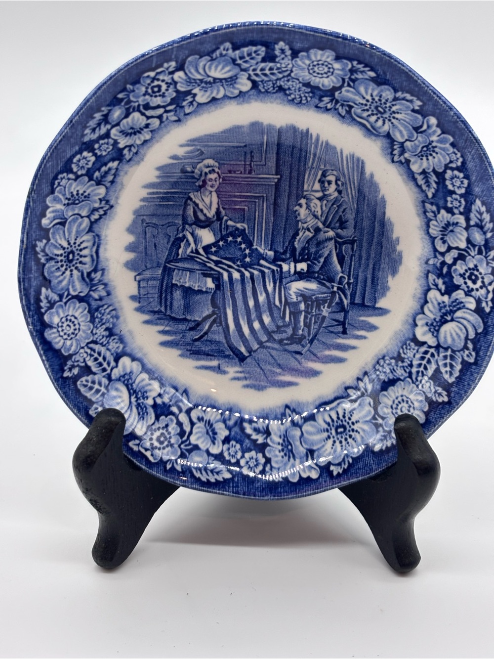 Vintage liberty blue Staffordshire ironstone Betsy Ross small bowl.